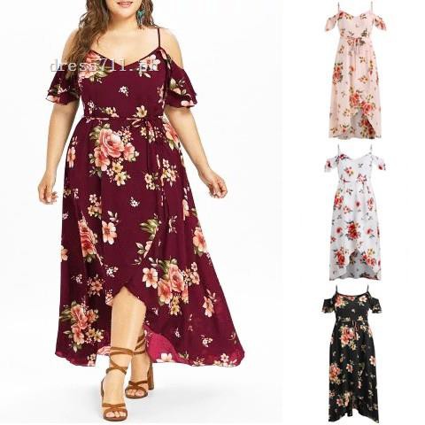 Ready stock Maxi Dress Cold Shoulder Natural Plus Size Hawaiian Shopee Philippines