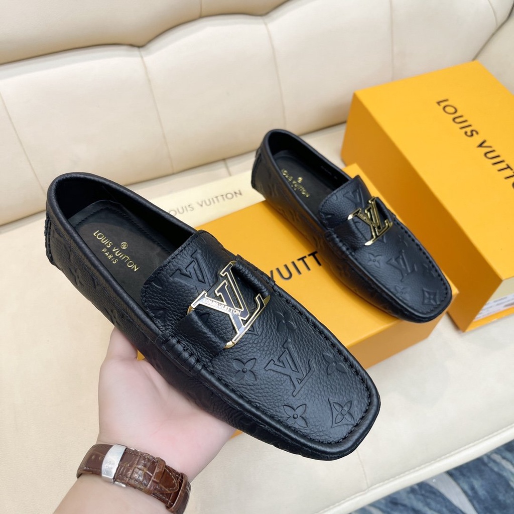 5 colors super top louis vuitton men real leather loafers boat shoe driving  shoe tods | Shopee Philippines