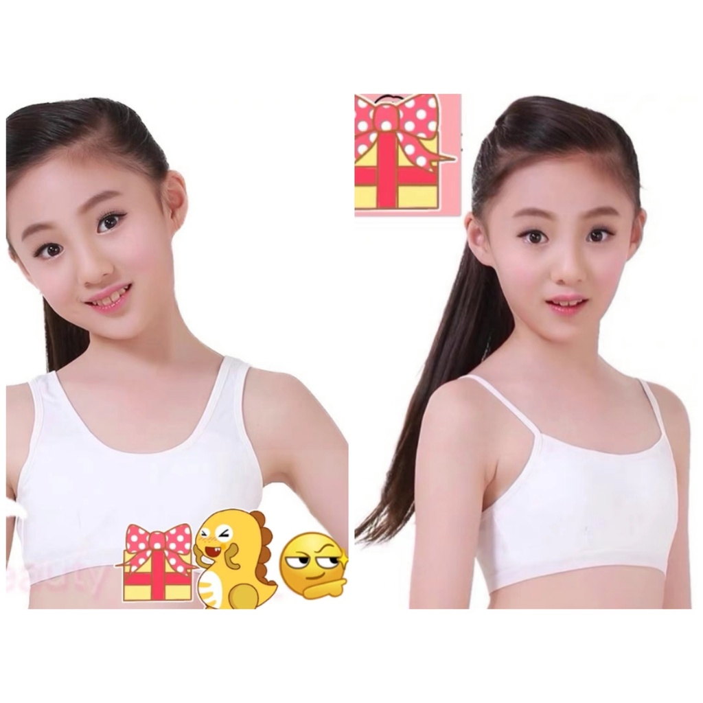3 pcs kids white stretchable baby bra for 8-11 years old girls plain  sando/spaghetti bra for girls