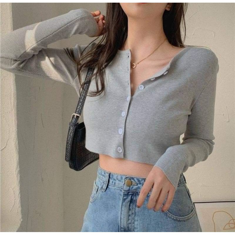 Cardigan with crop outlet top