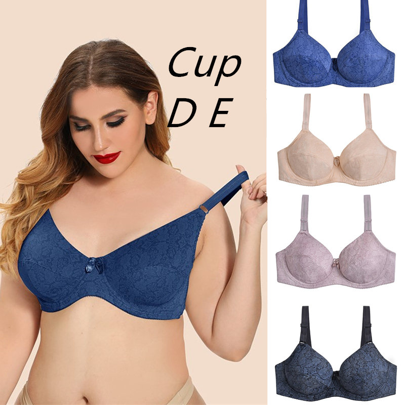 Women's Sexy Lace Bra Plus Size 36-48 C D DD E F Minimizer Bra