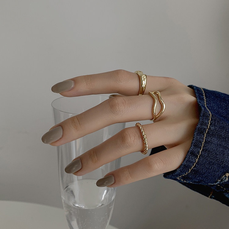 Three-piece Fashion Personality Index Finger Ring Gold