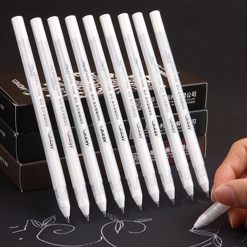 3/13Pcs Waterproof White Gel Pen Set 0.8mm Fine Tip Sketching Pens for Black  Papers