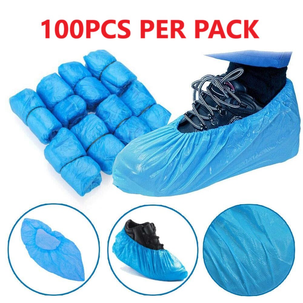 Medical Grade Disposable Plastic Shoe Covers 100pcs (50 Pairs)
