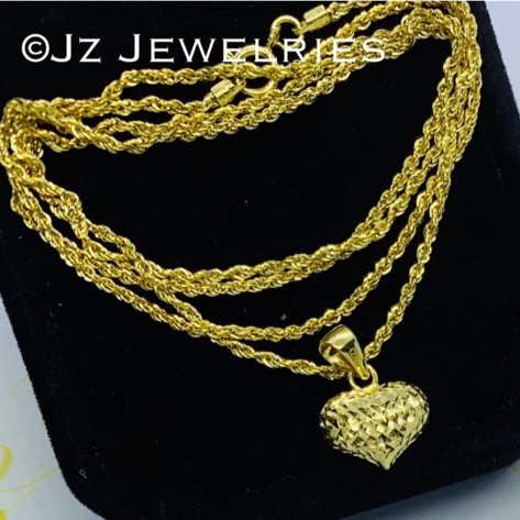 21K gold round pendant with rope chain gold jewelry 16 and 20