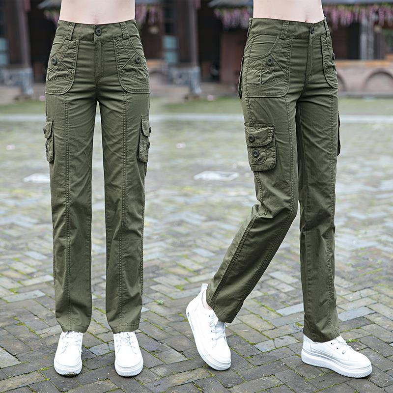 Ladies Pants/ Long Pants Woman Cargo Pants Cotton Casual Army Pants Slim  Fit Multi-pocket Tactical Pants