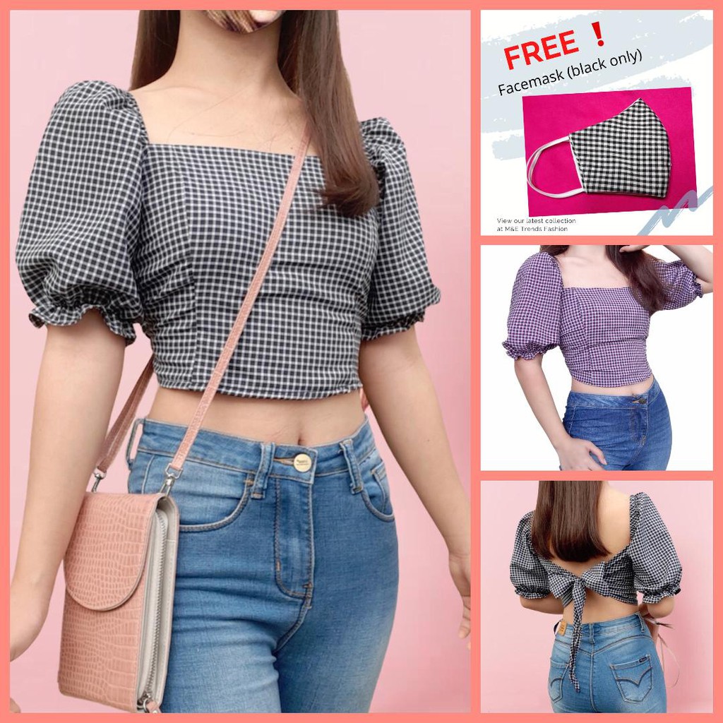 Off shoulder discount crop top shopee