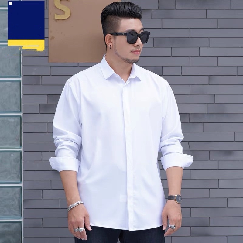 Oversized Long Sleeve Polo For Men White Korean Casual Formal