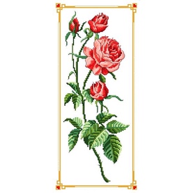 Cross Stitch PATTERN only -Rose with Simple Borders -Flowers Design