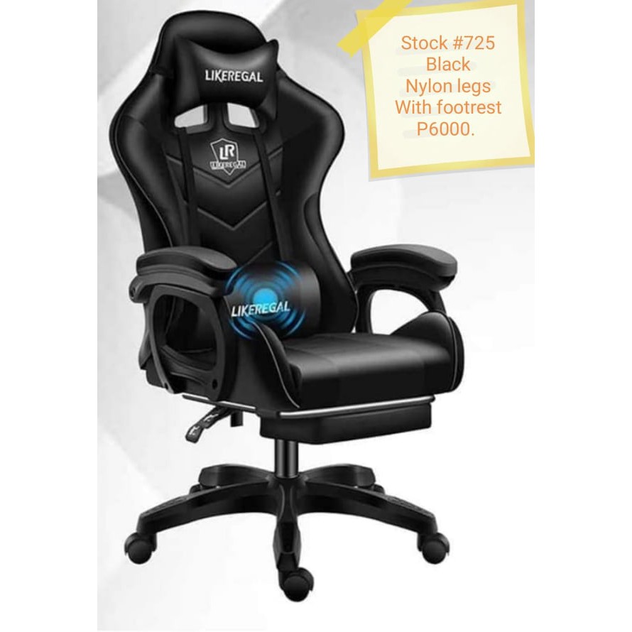 All Black Leather Gaming Chair with Footrest Shopee Philippines