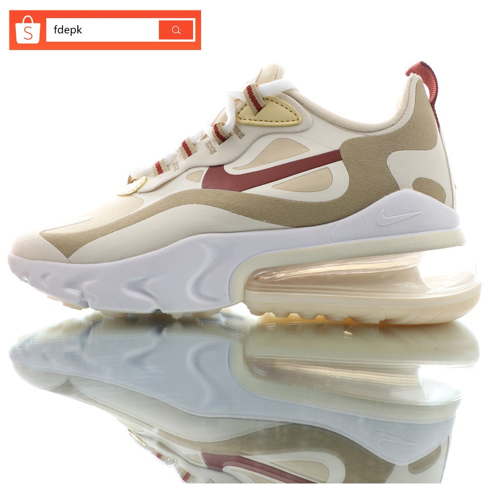 100 Original Nike Air Max 270 React Beige Half Palm Air Cushion Sport Shoes For Men Women