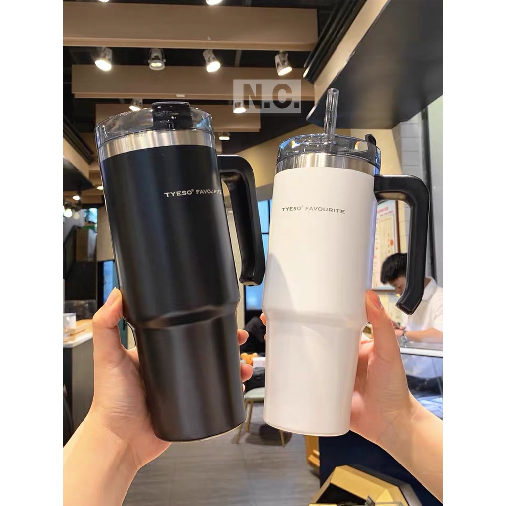 jug　handle　with　890ML　Original　tumbler　Shopee　with　water　insulated　Tyeso　Drinkware　vacuum　straw　bottle　Philippines