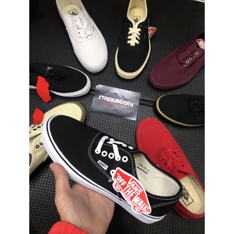 Red vans with black on sale laces