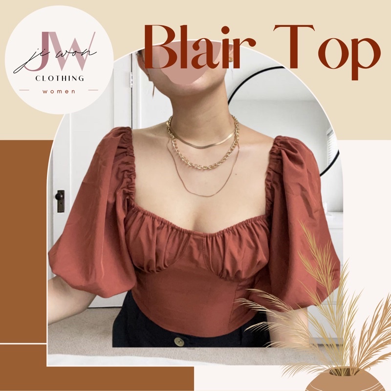 JW Blair Puff Sleeves Crop Top (Smocked Back) Bustier Top Shopee  Philippines