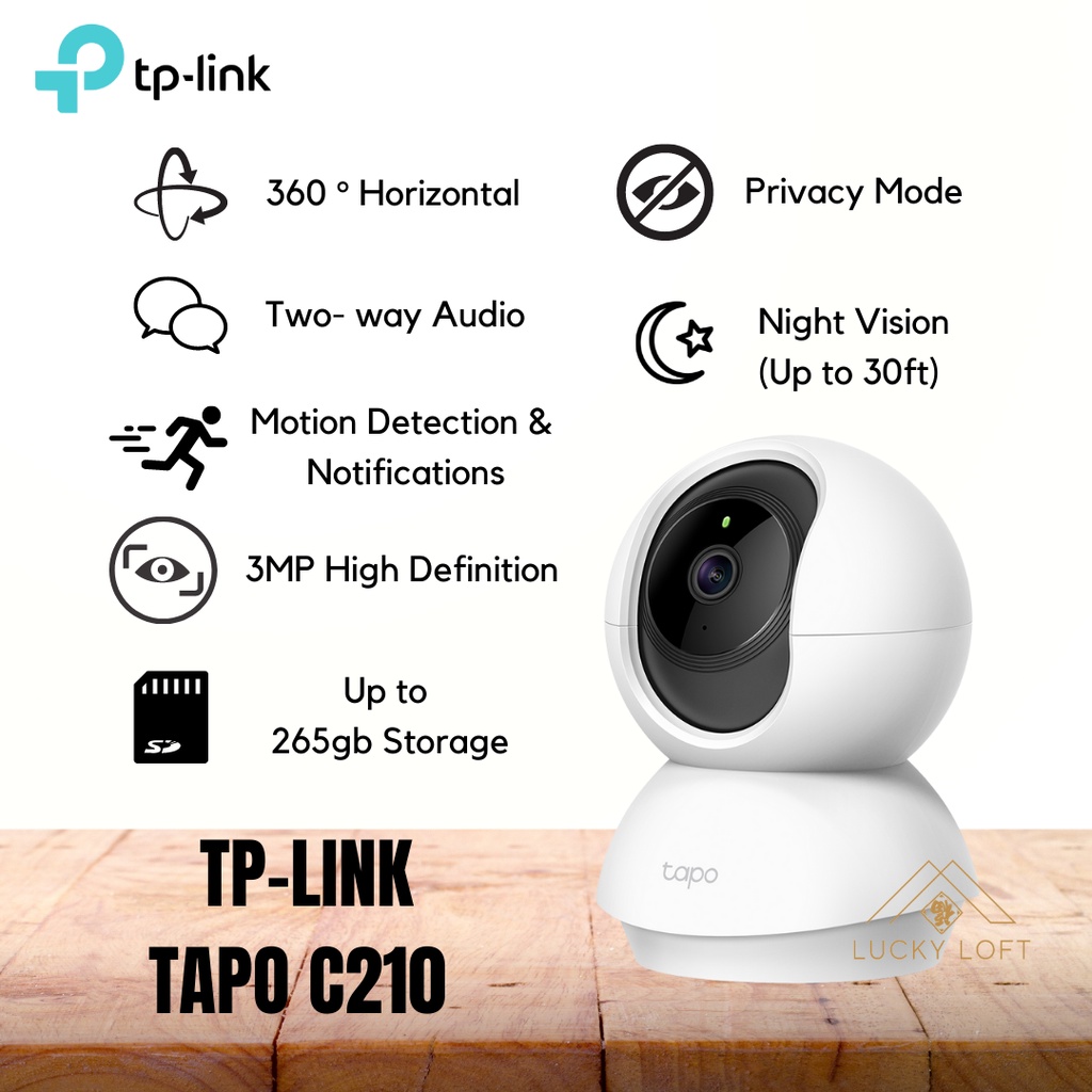 TP-LINK TAPO C210 SECURITY WI-FI CAMERA | 3MP ULTRA HIGH DEFINITION | PAN  AND TILT: 360º HORIZONTAL | 2-WAY AUDIO | ADVANCE NIGHT VISION UP TO 30FT 