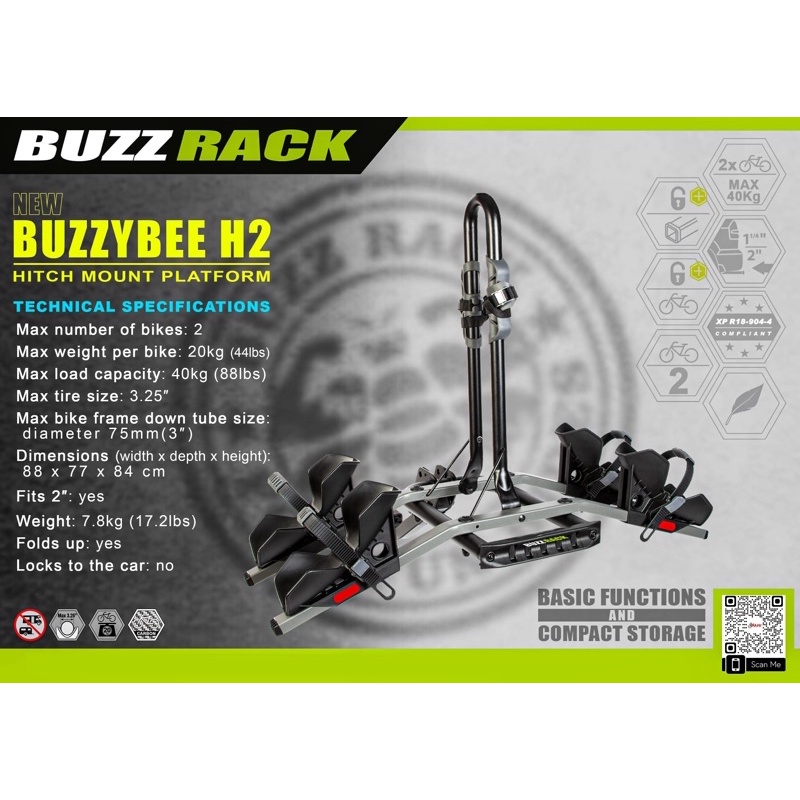 Buzzrack buzzybee h2 platform 2 hot sale bike carrier