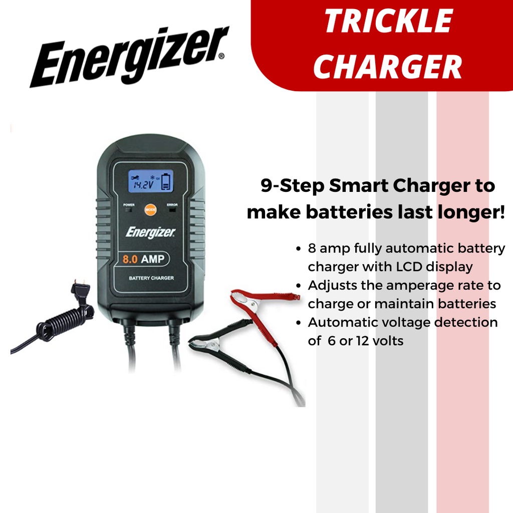 Energizer Battery Trickle Charger 6V 12V 8A with 9 Step Smart