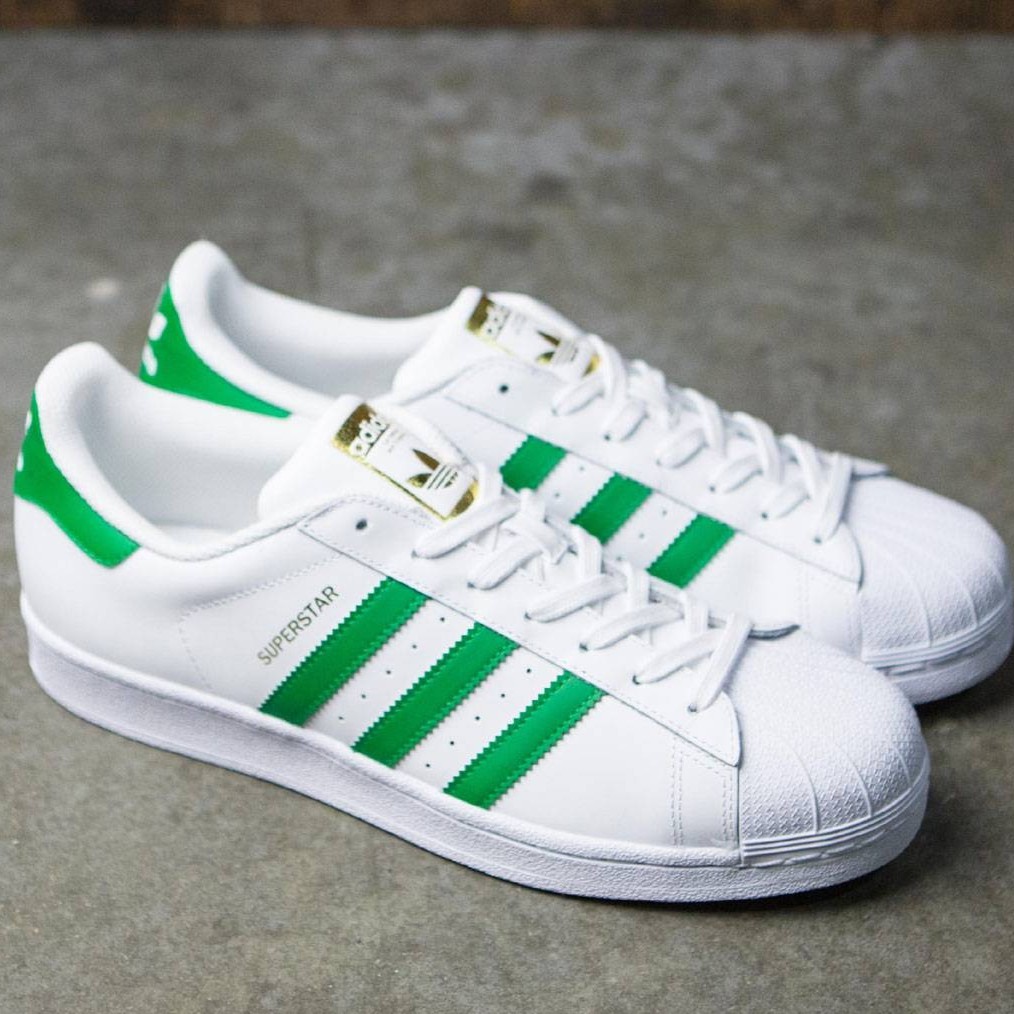 Adidas superstar womens shop white and green