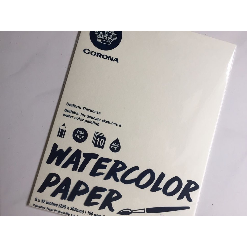CORONA WATERCOLOR PAPER CWP-09010 9X12 IVORY 10 SHEETS 190GSM