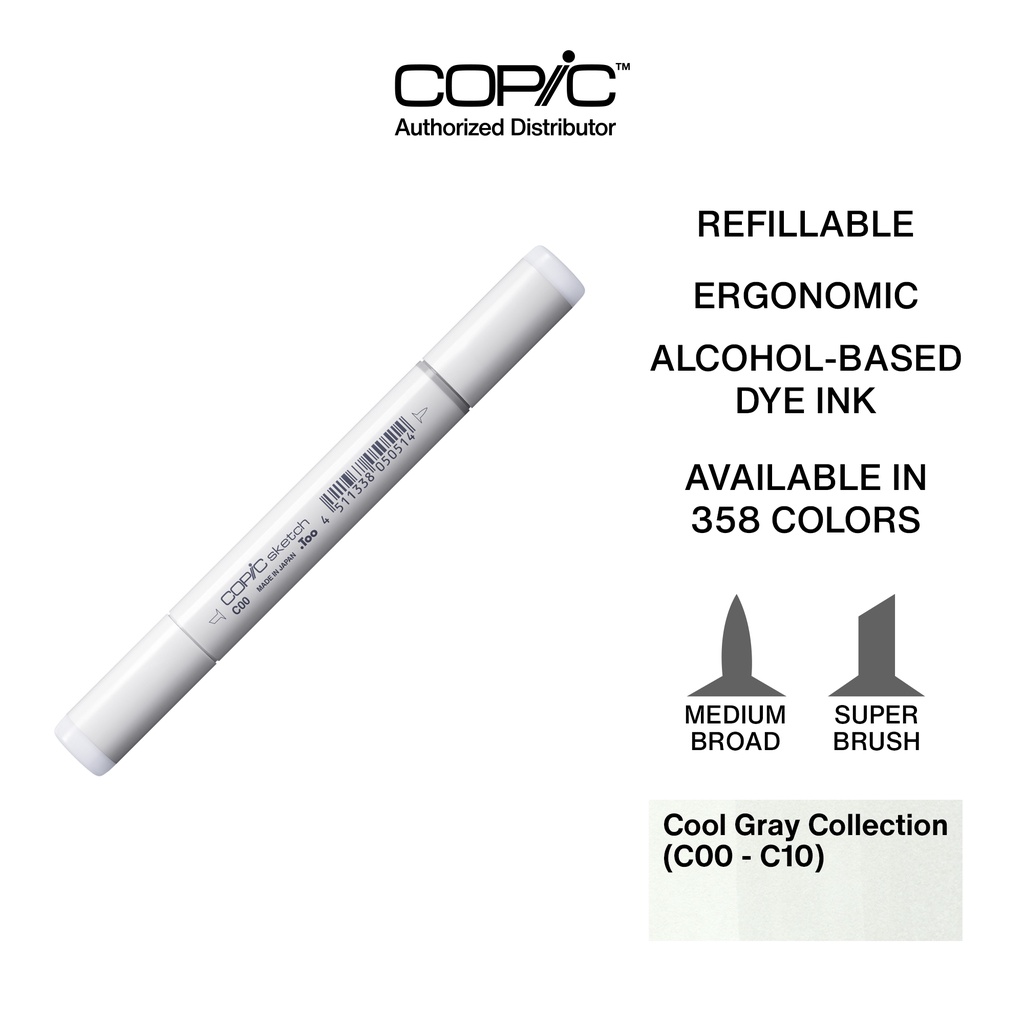 Copic Sketch Marker Set - Sketching Grays, Set of 6