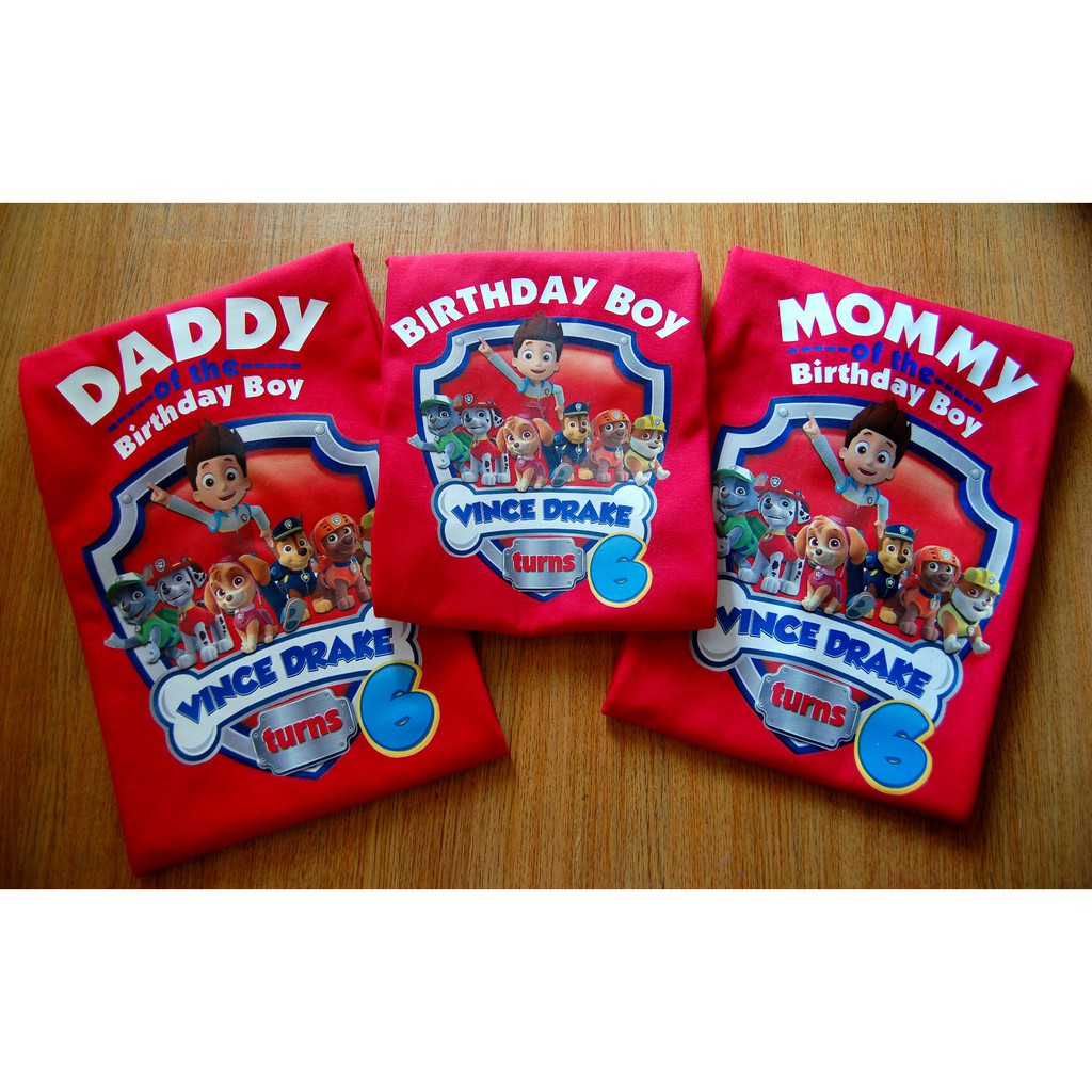 paw patrol family birthday shirts