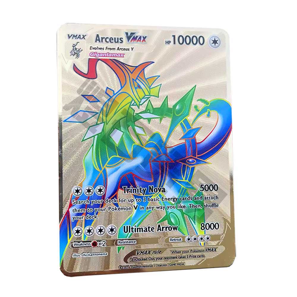 100Pcs GX Holographic Pokemon Cards in Portuguese Letter with Rainbow  Arceus Shiny Charizard trade card children toys
