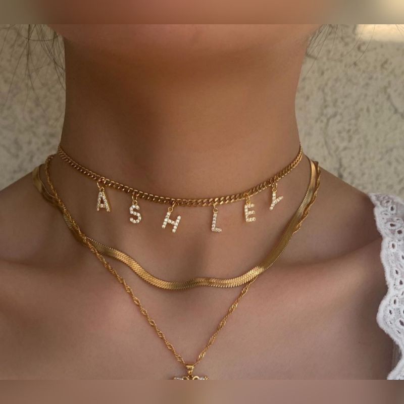 Custom name deals choker necklace