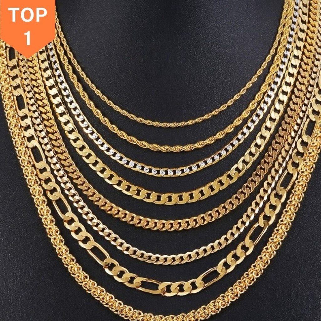 Goldspot, Necklace for men, 18k Saudi gold jewelry, 24 Inches, Stainless  Steel Necklace