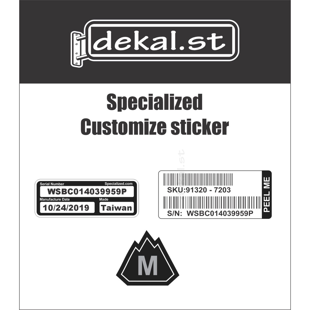 Specialized frame store size sticker