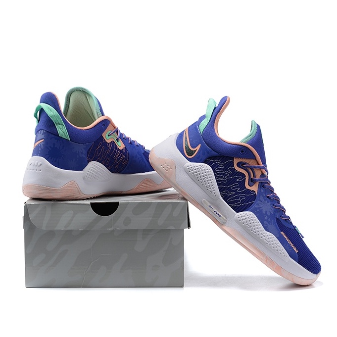 100 Original Nike Paul George PG 5 Turquoise Air Sole XDR purple Basketball NBA shoes For Men