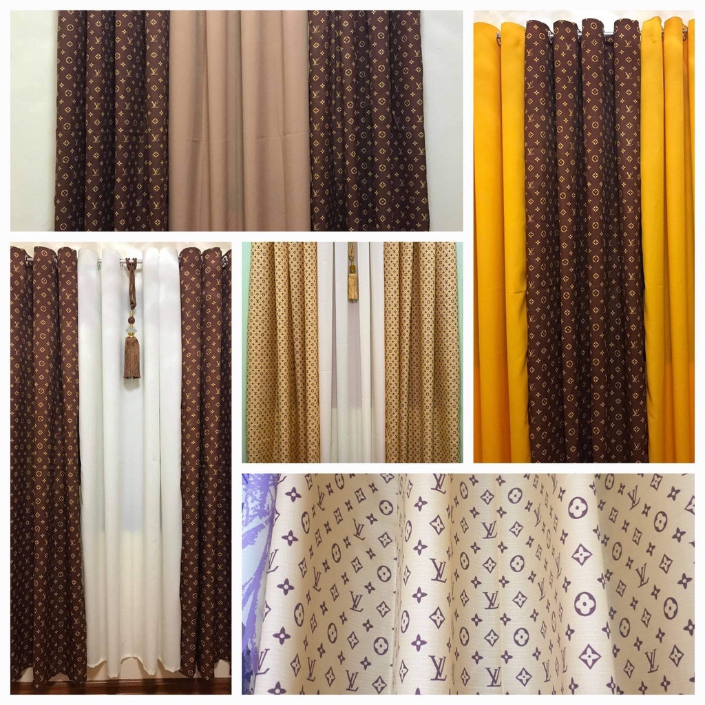 Louis Vuitton Black and Beige and Yellow Area Window Curtain