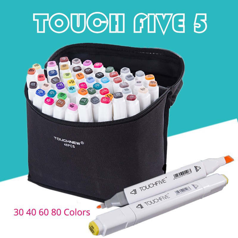 TouchFIVE 30/40/60/80 Color Art Markers Set Dual Headed Artist