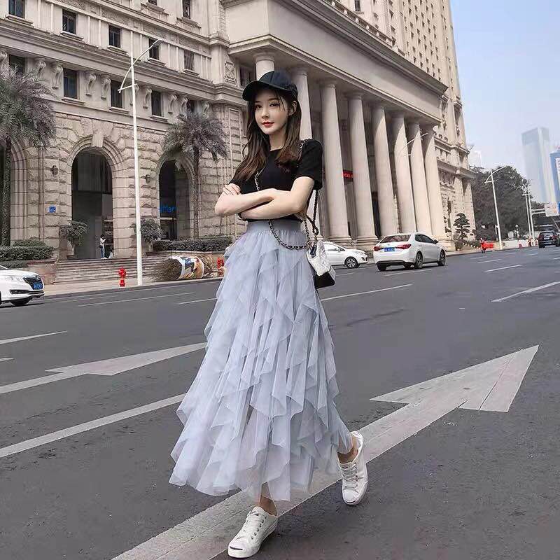 Tulle Ruffled Skirt With Inner lining