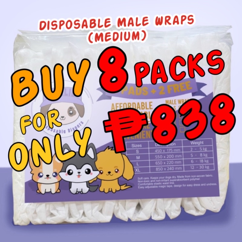Disposable male on sale dog wraps medium