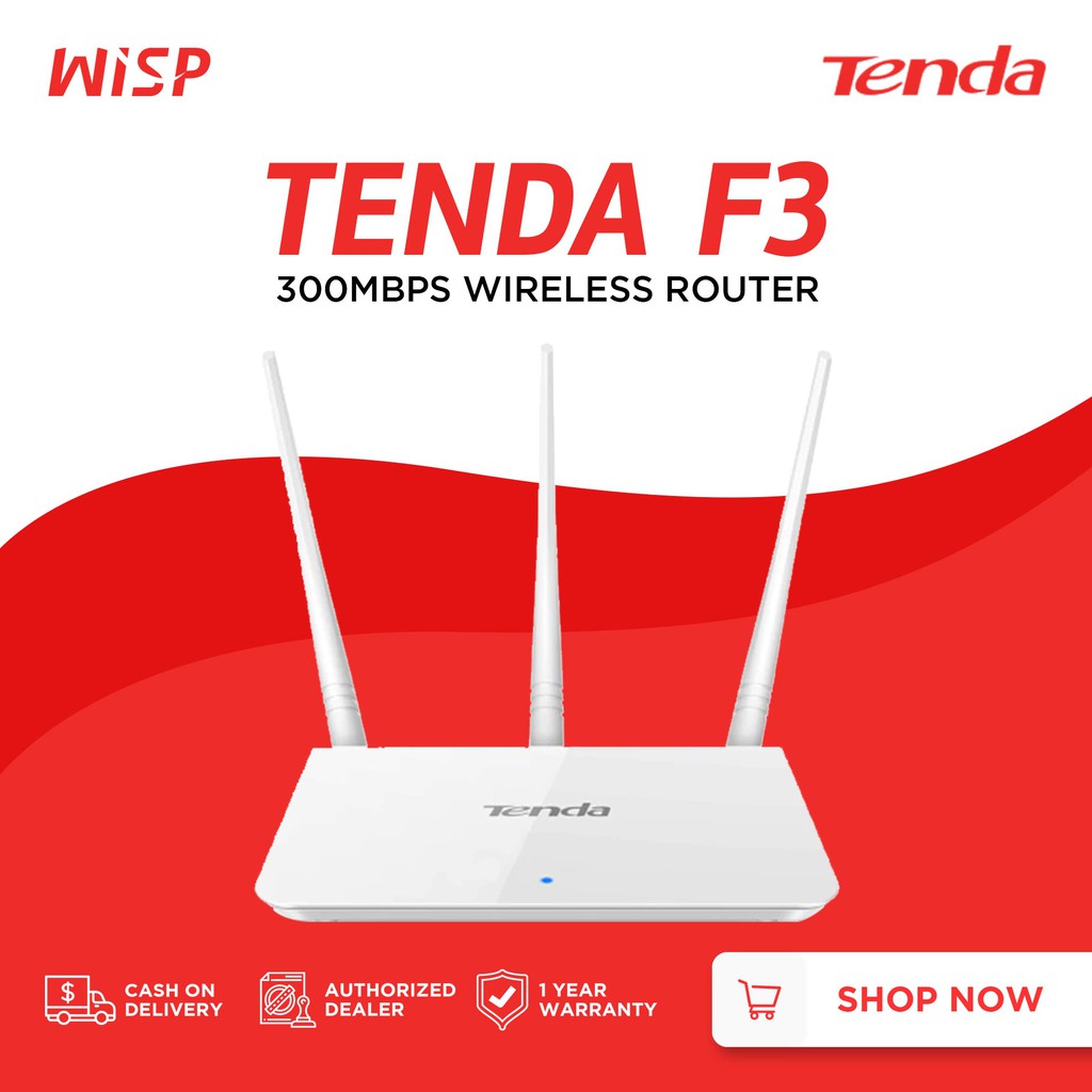 Tenda F3 300Mbps Wireless Wi-Fi Router - White