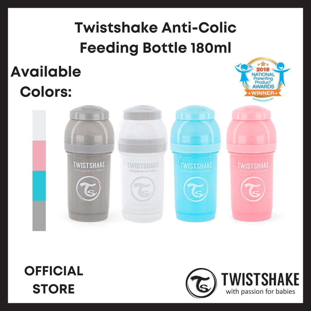 Biberón Twistshake Anti Cólico 6oz Color Gris Pastel