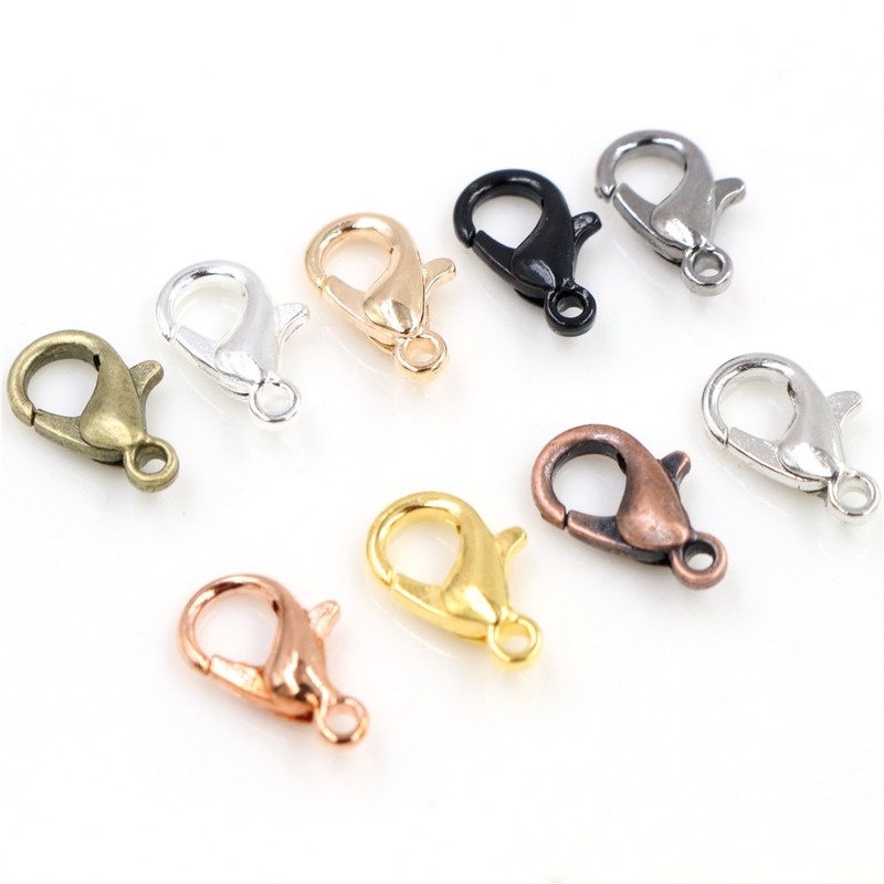 12pcs 12mm Alloy Lobster Clasp Lobster Clasps Hooks Chains Connector for  Beads Necklace DIY Jewelry Making Accessories