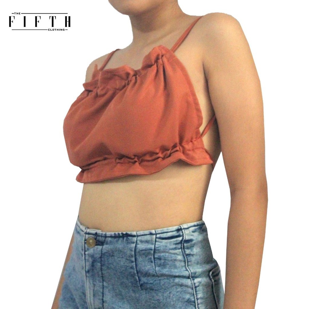 The Fifth Clothing Backless Strappy Ruffle Crop Top