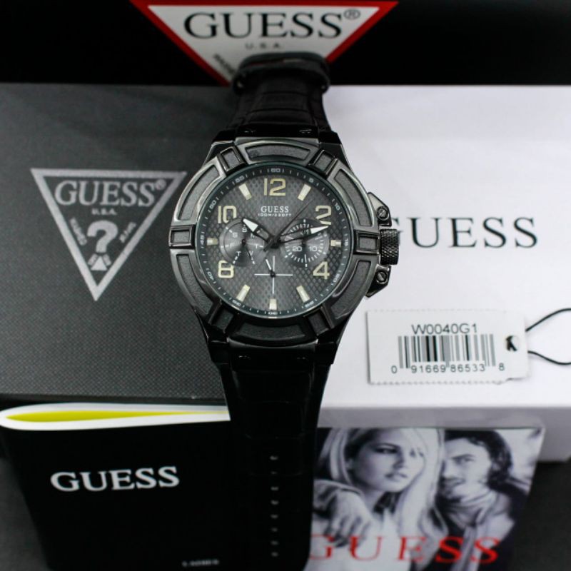 Guess Rigor W0040g1 Leather Black Original Shopee Philippines