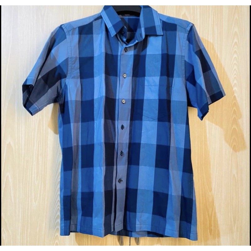 Blue shop checkered polo