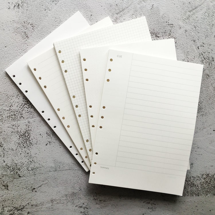 9 holes Refill pages/ loose leaf for binder B5