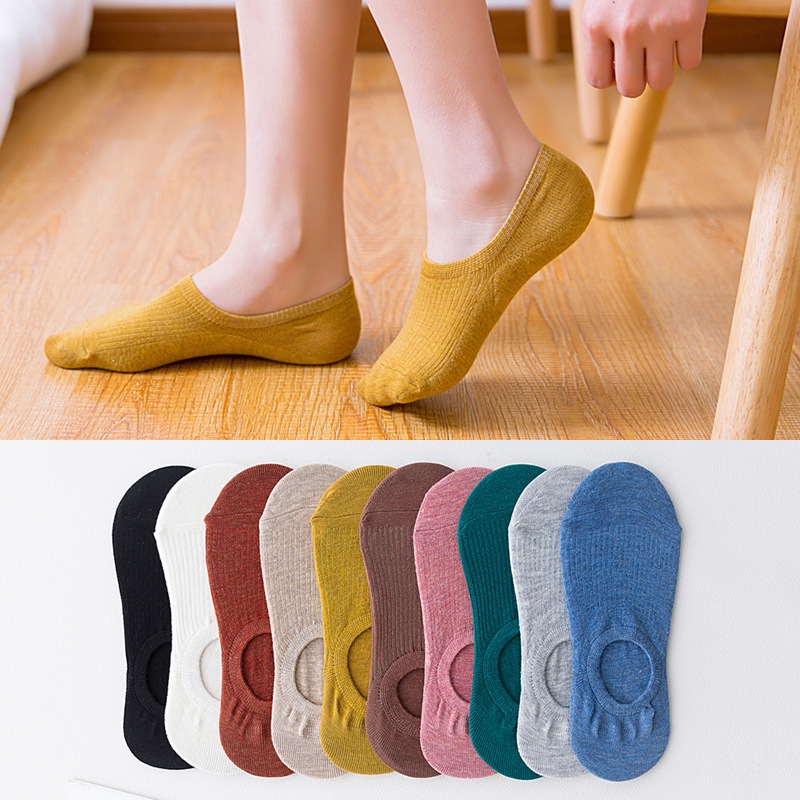 Ready Stock 10 Candy Colors Women Ankle Socks Casual Invisible Socks  Breathable Short Korean Cotton Invisible Socks Foot Sock Non-Slip Hosie
