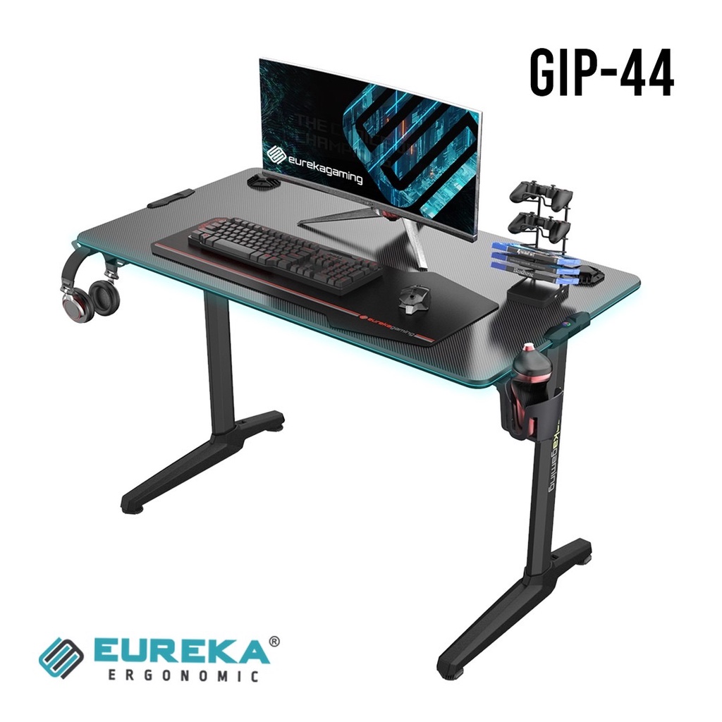 Eureka Ergonomic R1-S Gaming Computer Desk with RGB LED Lights and