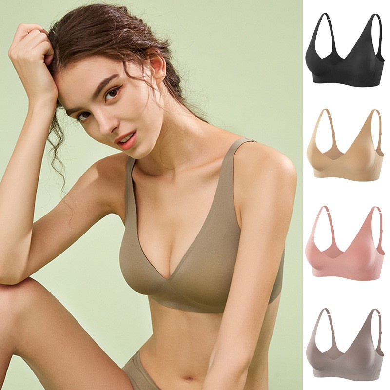 FINETOO Deep V Wireless Bralette Soft, Sexy, And Comfortable
