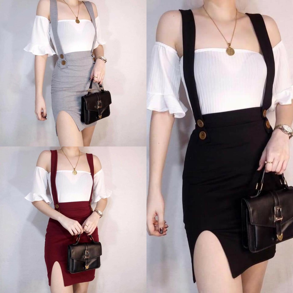 High waist skirt jumper and off shoulder top coordinates Shopee