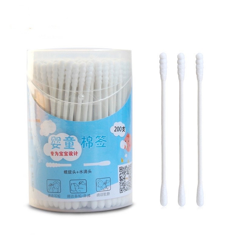 ED shop Disposable Cotton Swabs bands Swabs Thin BudsEars Clean Spiral  Sticks Double-head Newborn
