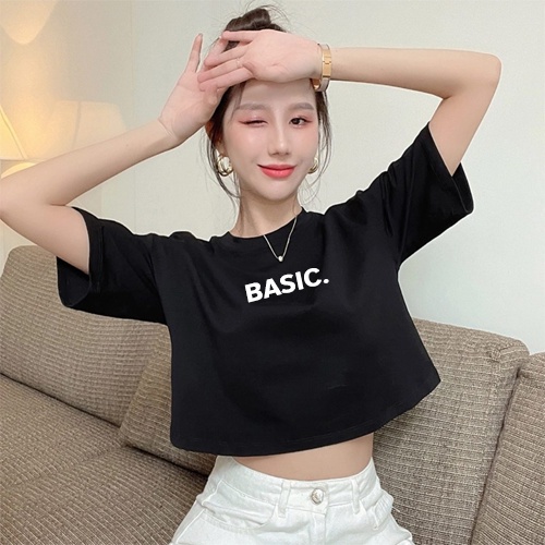 Oversized Crop Top Loose Shirt short sleeves Women Graphic Loose fit Blouse  korean shirt free size