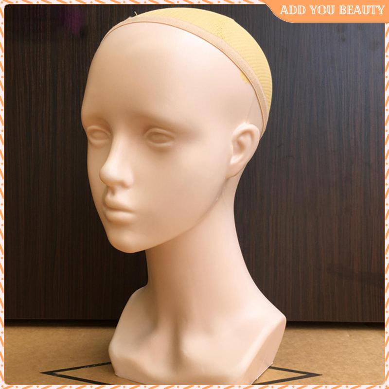 wishshopeefhx Realistic Bald Mannequin Head Hair Glasses Hat Display Makeup Practice Manikin Head Bust Female Dolls Long Neck Fake Head Model