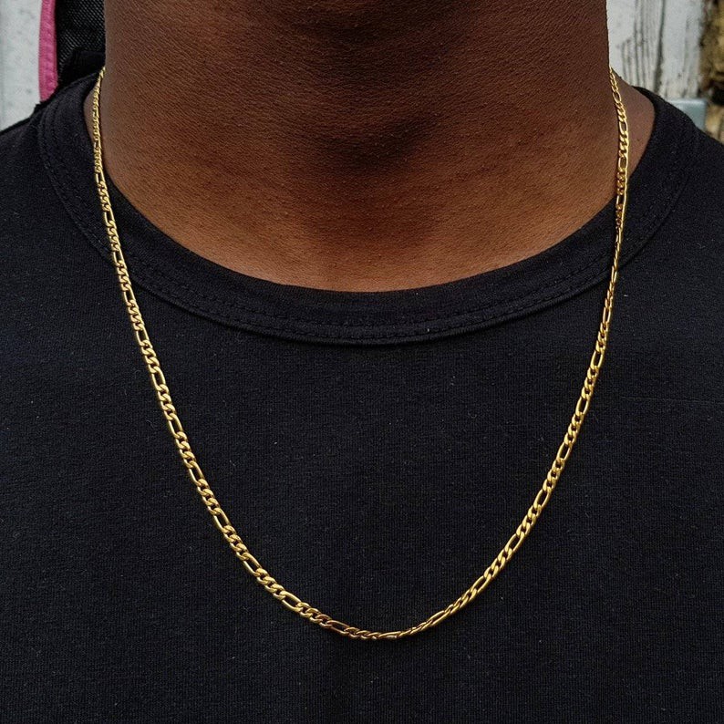 Men's 24 inch hot sale gold figaro chain