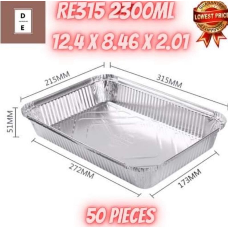 50pcs Aluminum Foil Tray Takeaway Food Packaging Container